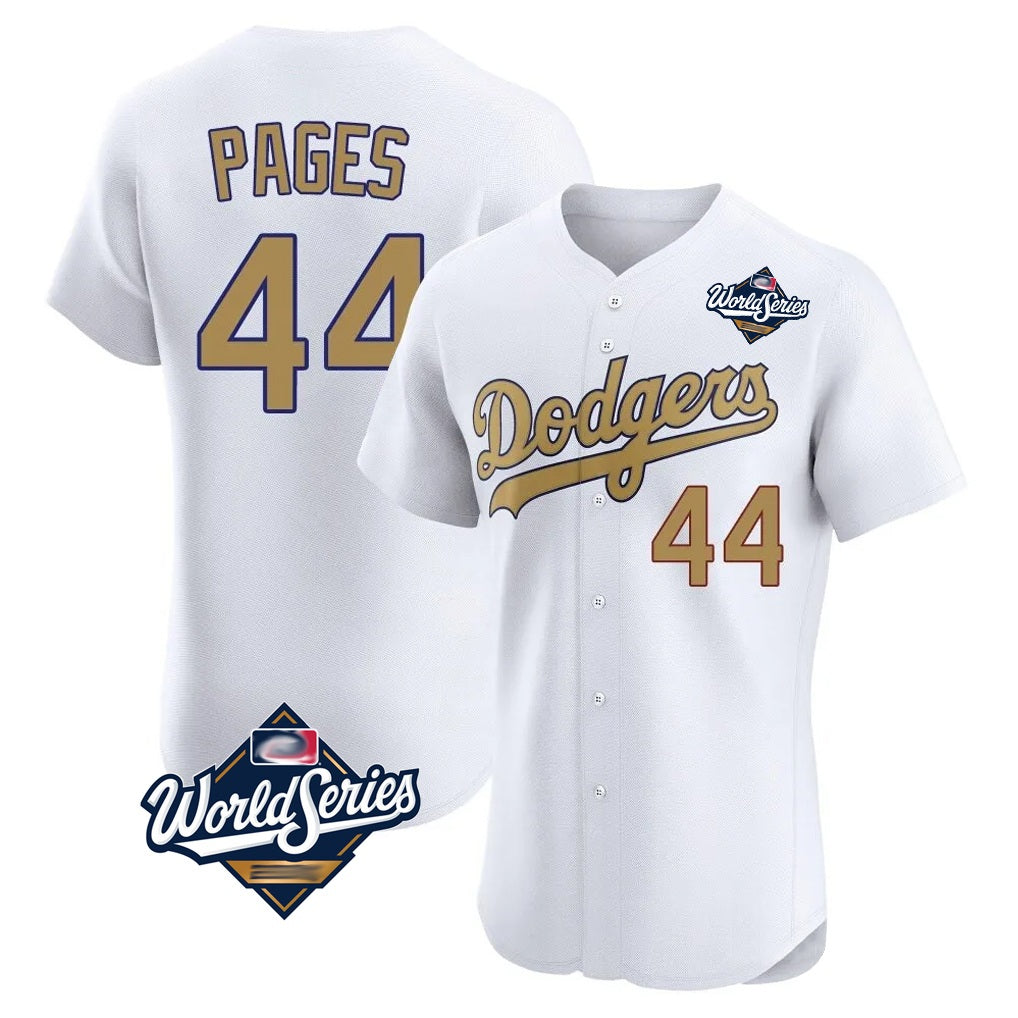 Los Angeles Dodgers #44 Andy Pages Player White Gold REYNOLDS World Series Limited Elite Home Stitched Jerseys