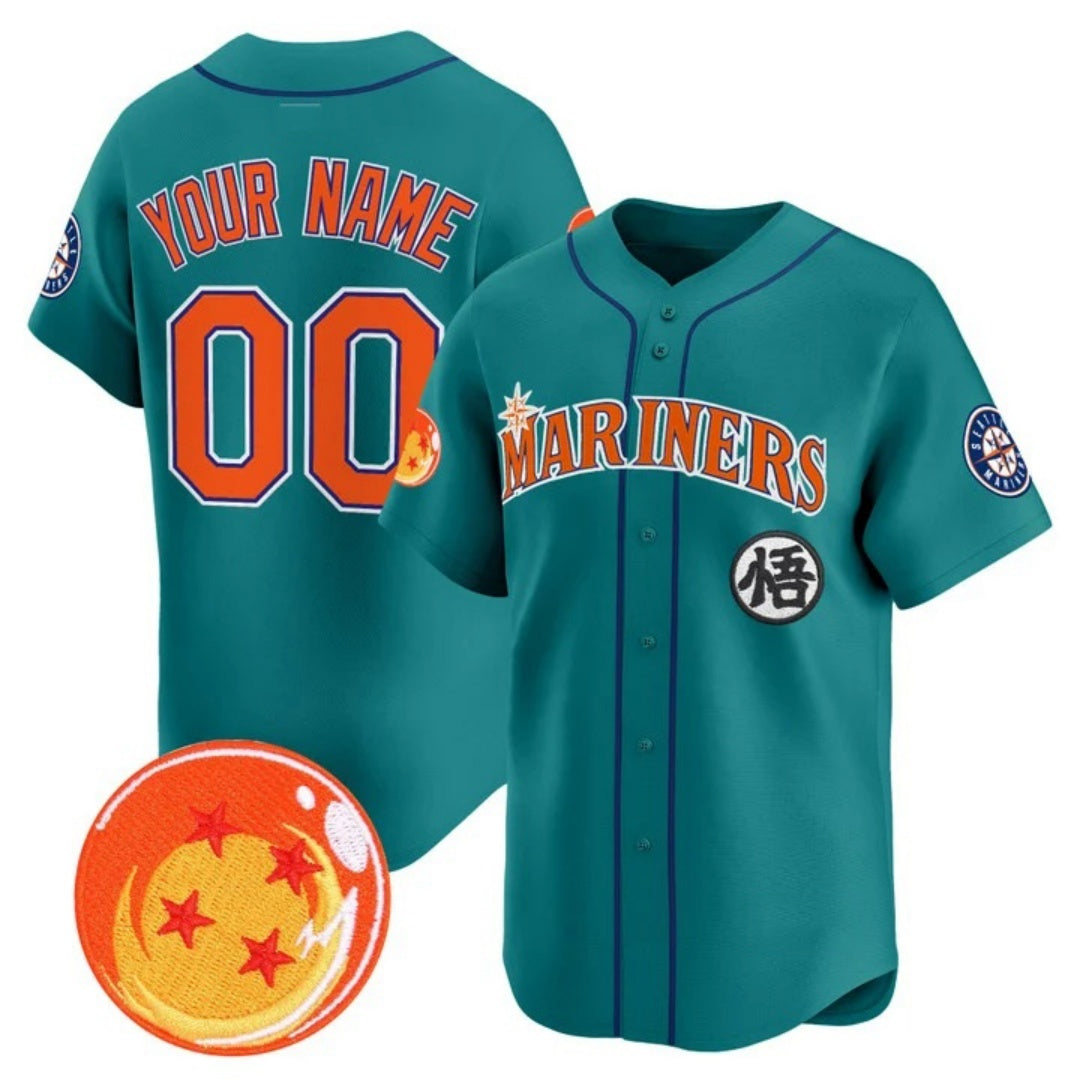 Custom Seattle Mariners x Dragon Ball Teal REYNOLDS Vapor Premier Limited Jersey - All Stitched