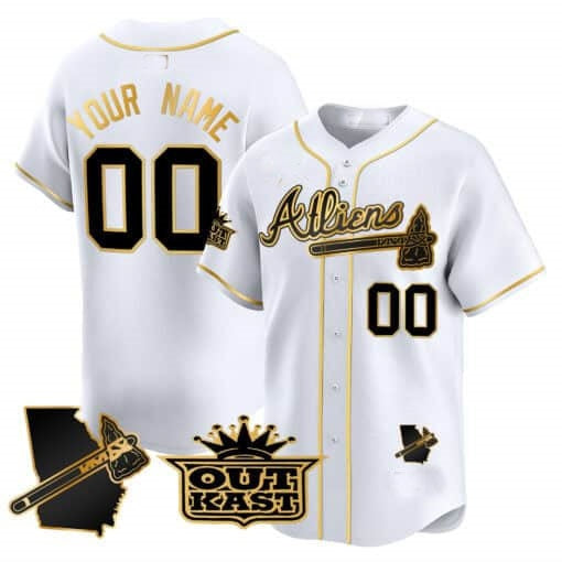 Custom Atlanta Braves Atliens Vapor Premier Limited Jersey V2 ¨C White Gold REYNOLDS