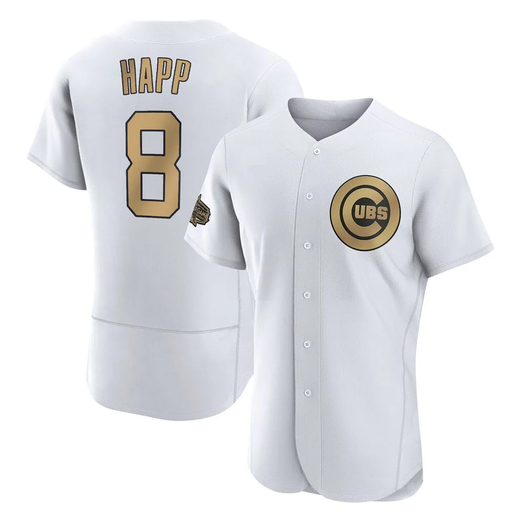 Chicago Cubs #8 Ian Happ Player Gold REYNOLDS All-Star Limited Elite Home Game Stitched Jerseys