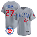 Chicago Cubs #27 Seiya Suzuki Player Gray REYNOLDS Road 150th Anniversary Limited Home Stitched Jerseys