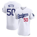 Los Angeles Dodgers #50 Mookie Betts Player White REYNOLDS Limited Elite Home Stitched Jerseys