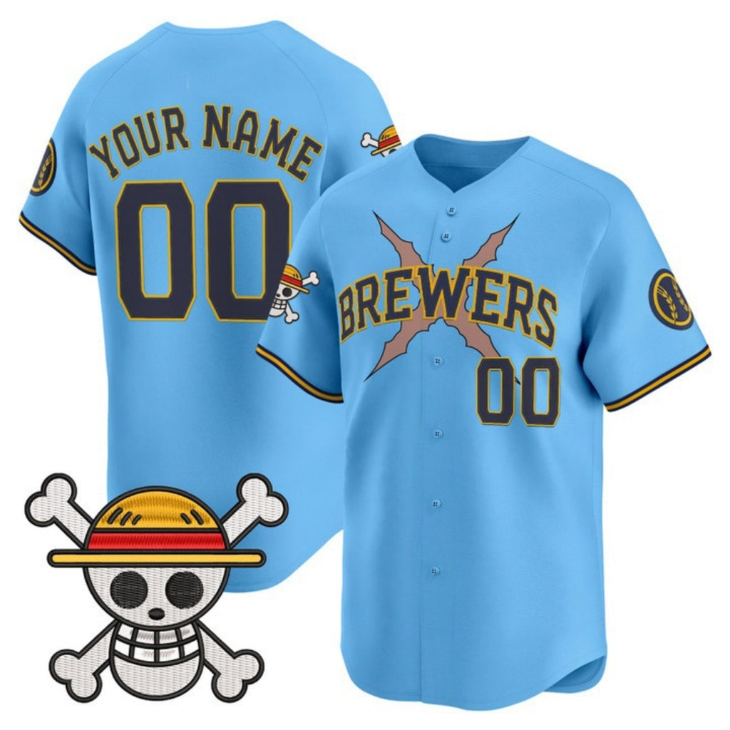 Custom Milwaukee Brewers x One Piece Light Blue REYNOLDS Vapor Premier Limited Jersey - Stitched