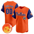 Custom Philadelphia Phillies x Dragon Ball Royal Orange REYNOLDS Vapor Premier Limited Jersey - All Stitched