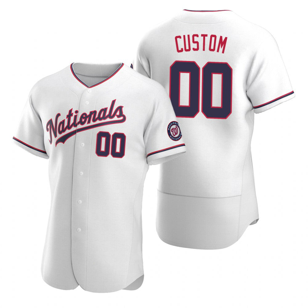 Custom Washington Nationals White REYNOLDS Stitched Flex Base Jersey