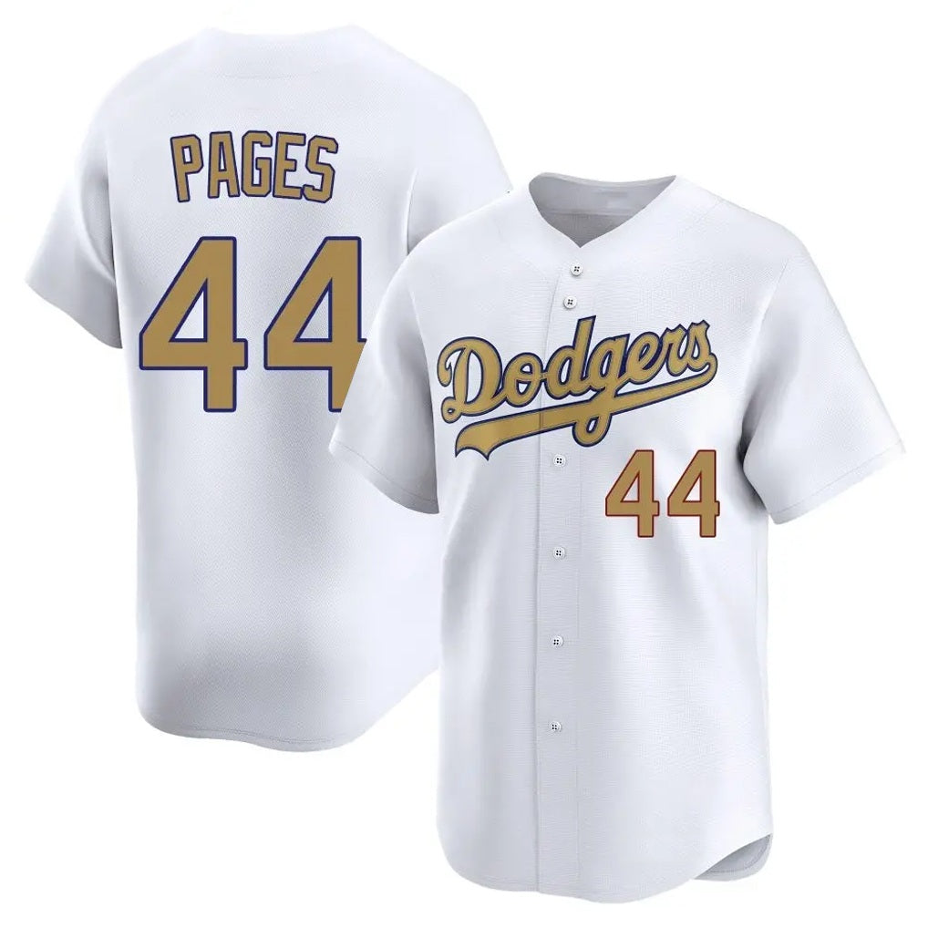 Los Angeles Dodgers #44 Andy Pages Player White Gold REYNOLDS Collection Limited Home Stitched Jerseys