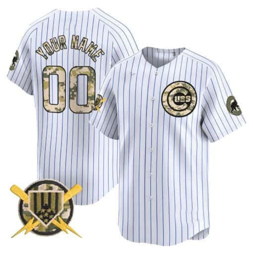 Custom Chicago Cubs Armed Forces Day Vapor Premier Limited Jersey ¨C White REYNOLDS