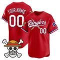 Custom Texas Rangers x One Piece Red REYNOLDS Vapor Premier Limited Jersey - Stitched