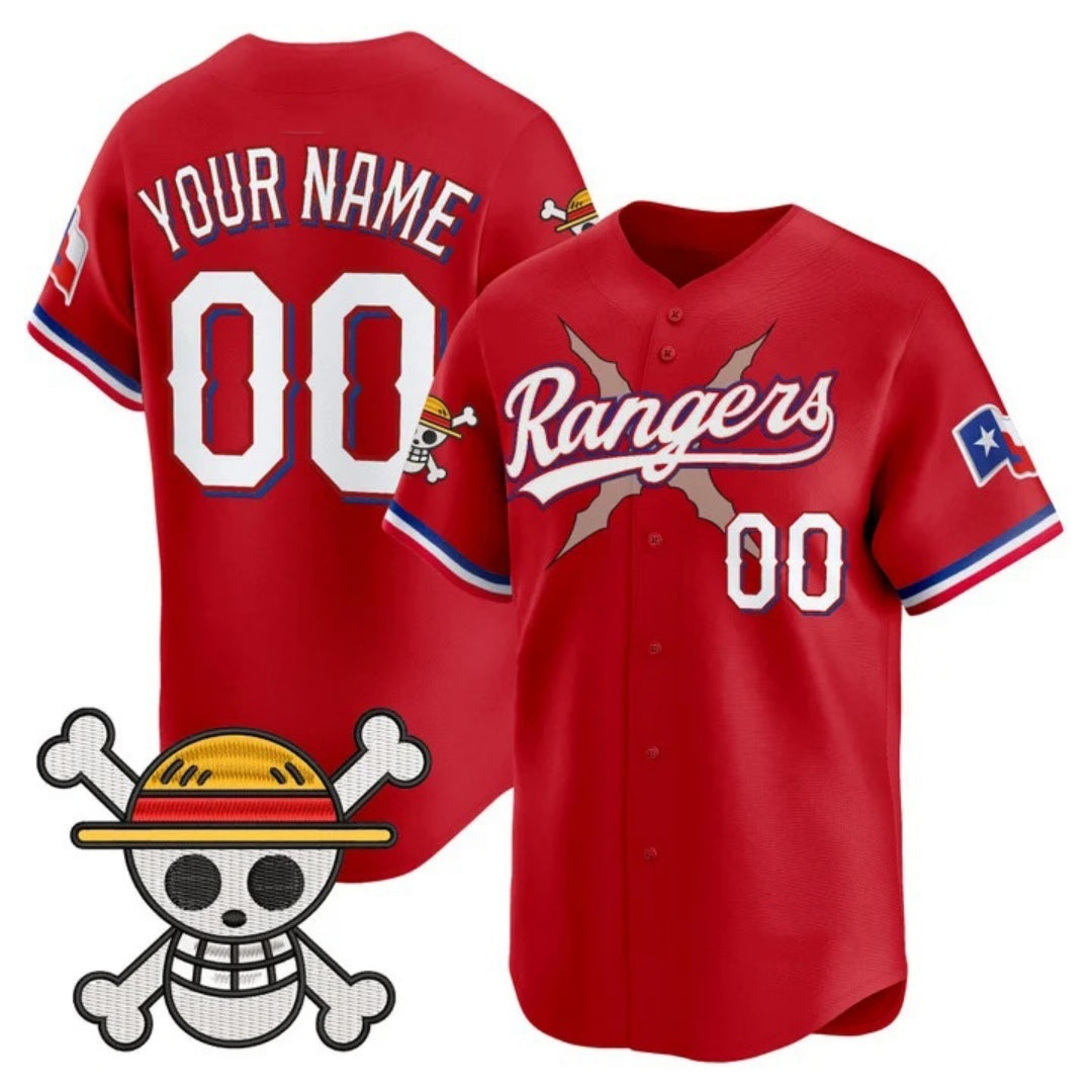 Custom Texas Rangers x One Piece Red REYNOLDS Vapor Premier Limited Jersey - Stitched