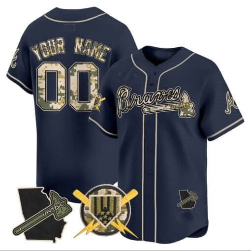 Custom Atlanta Braves Armed Forces Day Vapor Premier Limited Jersey ¨C Navy REYNOLDS