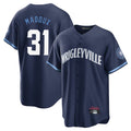 Chicago Cubs #31 Greg Maddux Player Navy REYNOLDS City Connect Home Game Stitched Jerseys