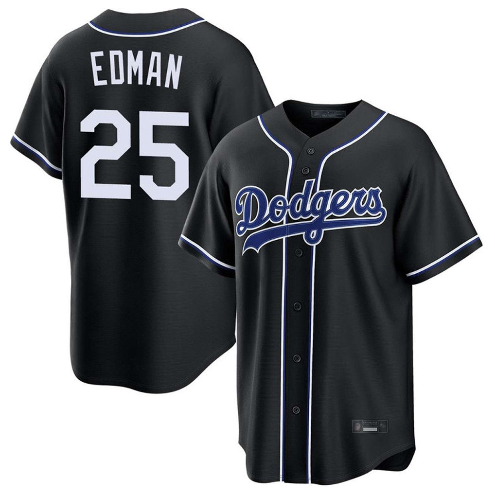Los Angeles Dodgers #25 Tommy Edman Player Black REYNOLDS Carbon Limited Home Stitched Jerseys