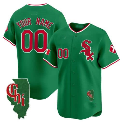 Custom Chicago White Sox Mexico Vapor Premier Limited Jersey ¨C Illinois Patch ¨C Green REYNOLDS