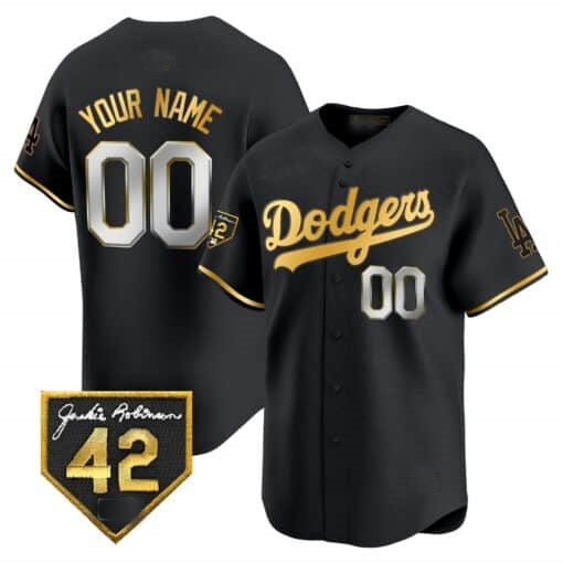 Custom Los Angeles Dodgers 2024 Jackie Robinson Patch Vapor Premier Limited Jersey ¨C All Stitched-Black REYNOLDS
