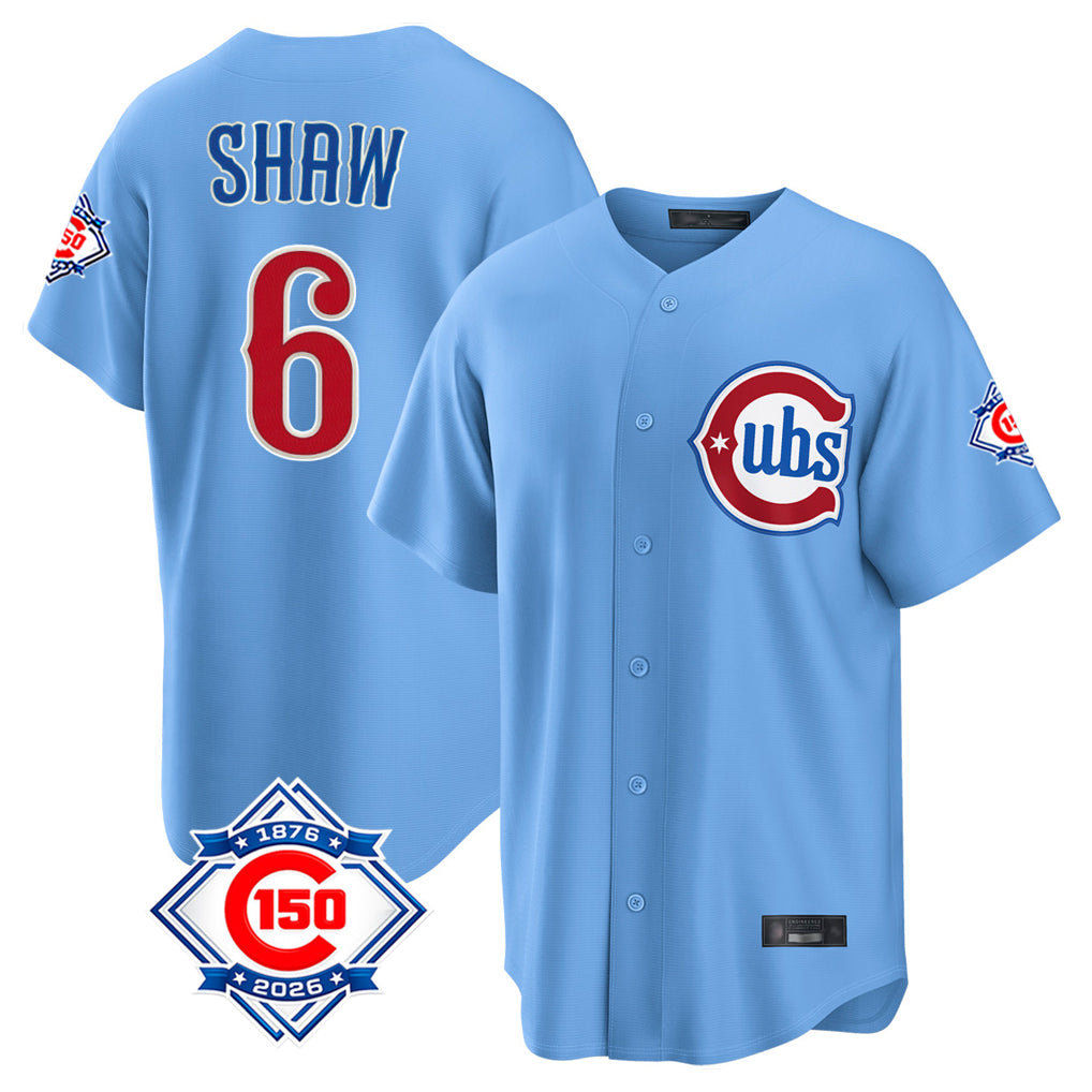 Chicago Cubs #6 Matt Shaw Player Light Blue REYNOLDS 150th Anniversary Home Game Stitched Jerseys