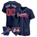Custom Atlanta Braves 2024 Spring Training & Georgia Patch Vapor Premier Elite Jersey ¨CNavy REYNOLDS