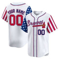 Custom Atlanta Braves White REYNOLDS 2024 Independence Day Vapor Premier Limited Jersey ¨C All Stitched