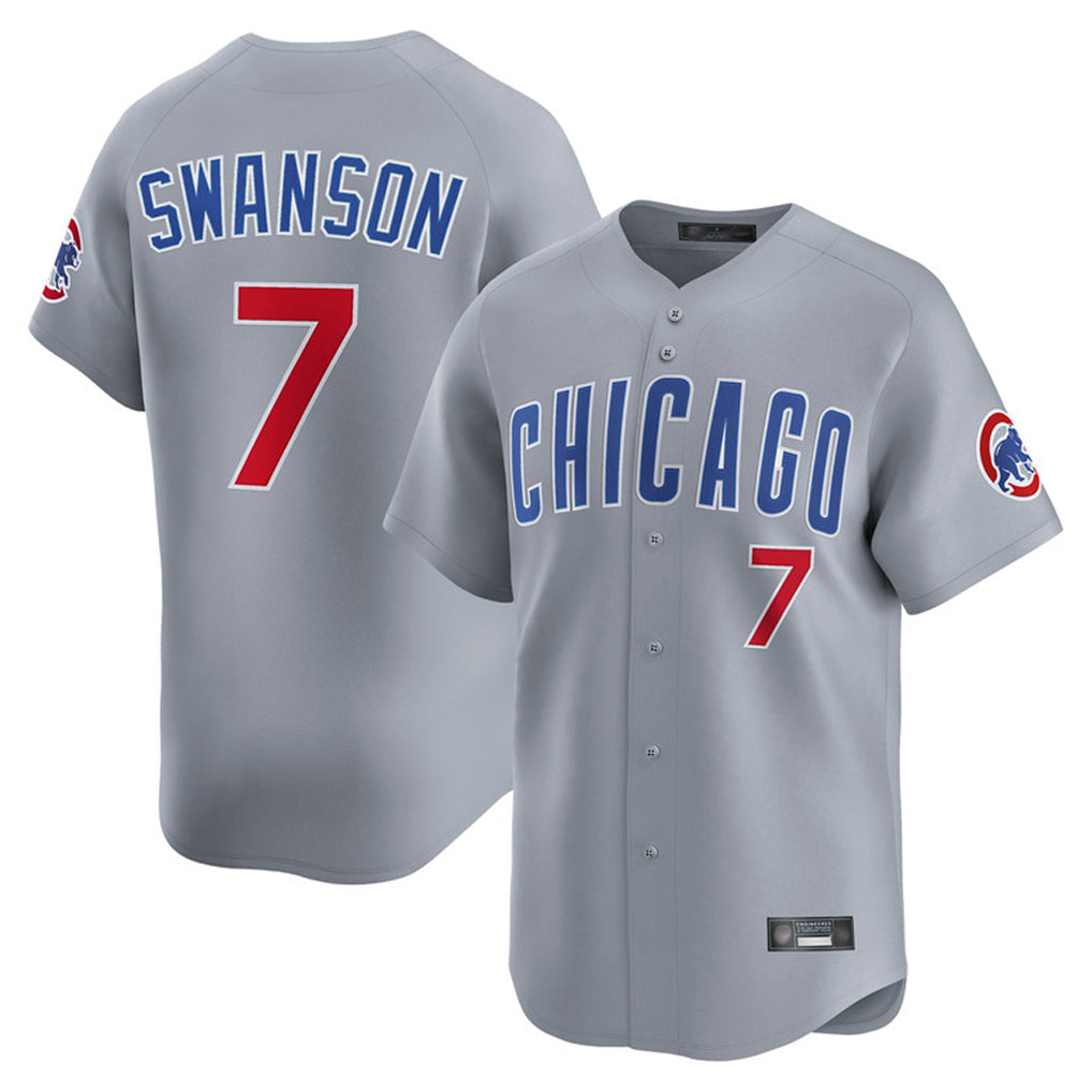 Chicago Cubs #7 Dansby Swanson Player Gray REYNOLDS Road Limited Home Stitched Jerseys