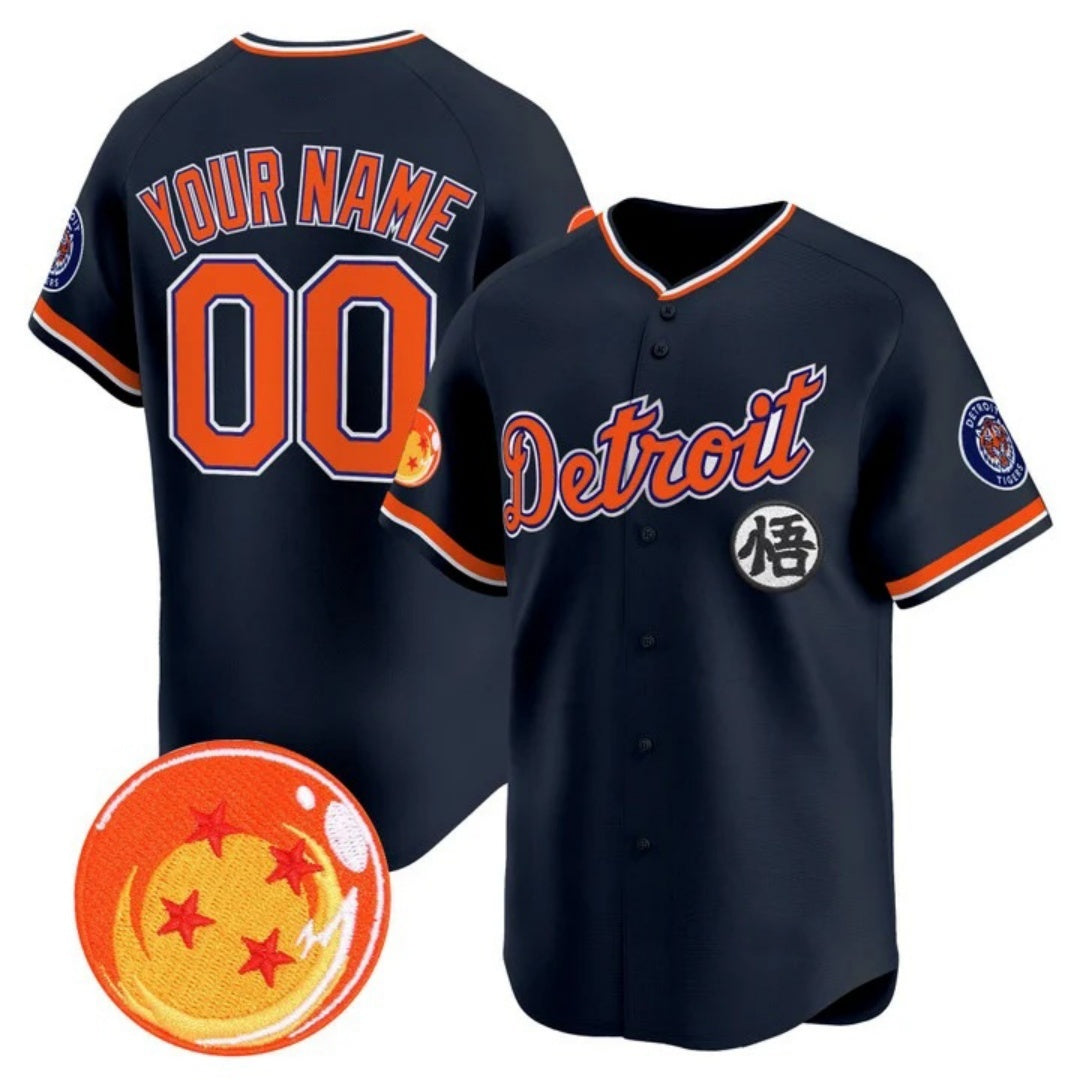 Custom Detroit Tigers x Dragon Ball Navy REYNOLDS Vapor Premier Limited Jersey - All Stitched