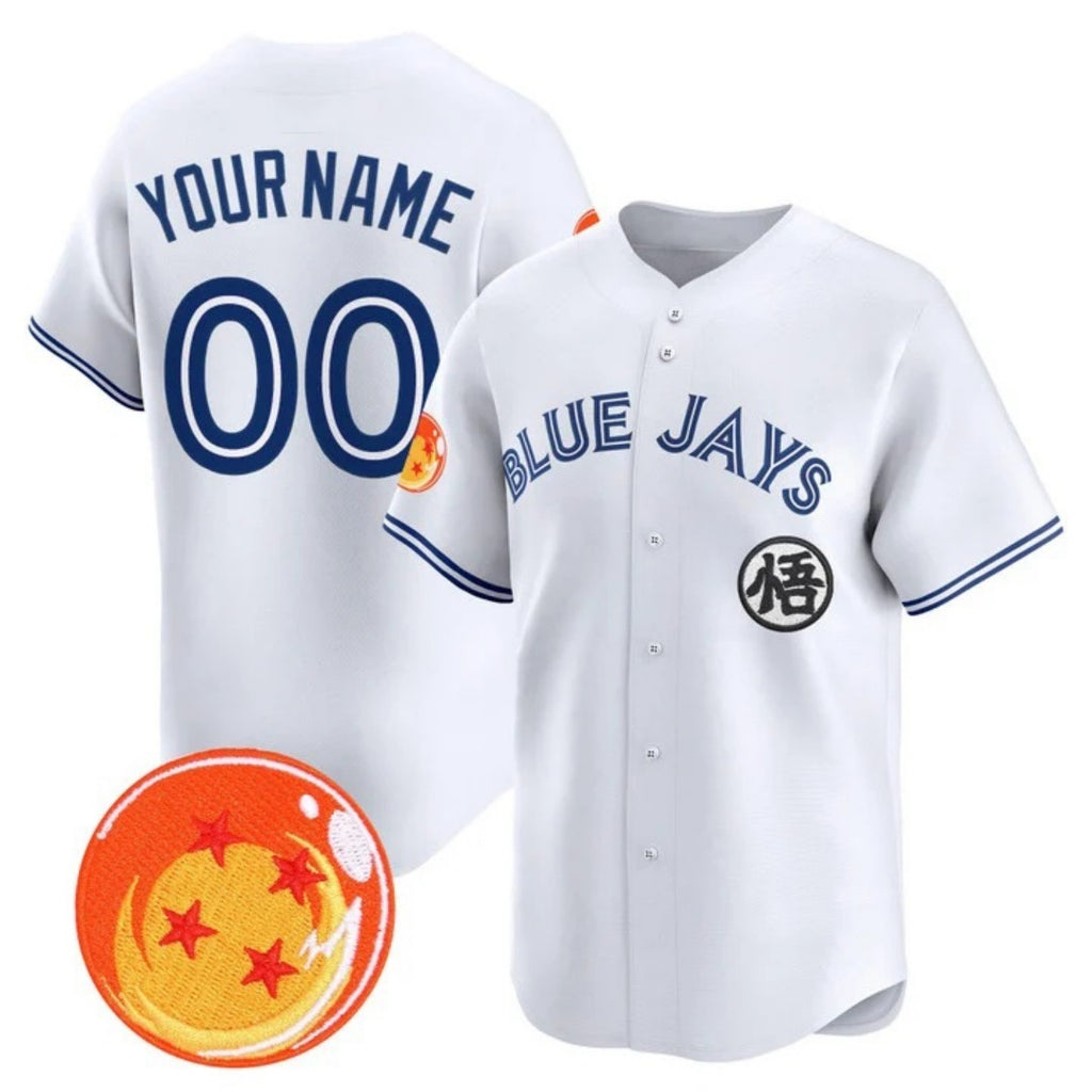 Custom Toronto Blue Jays x Dragon Ball White REYNOLDS Vapor Premier Limited Jersey - All Stitched