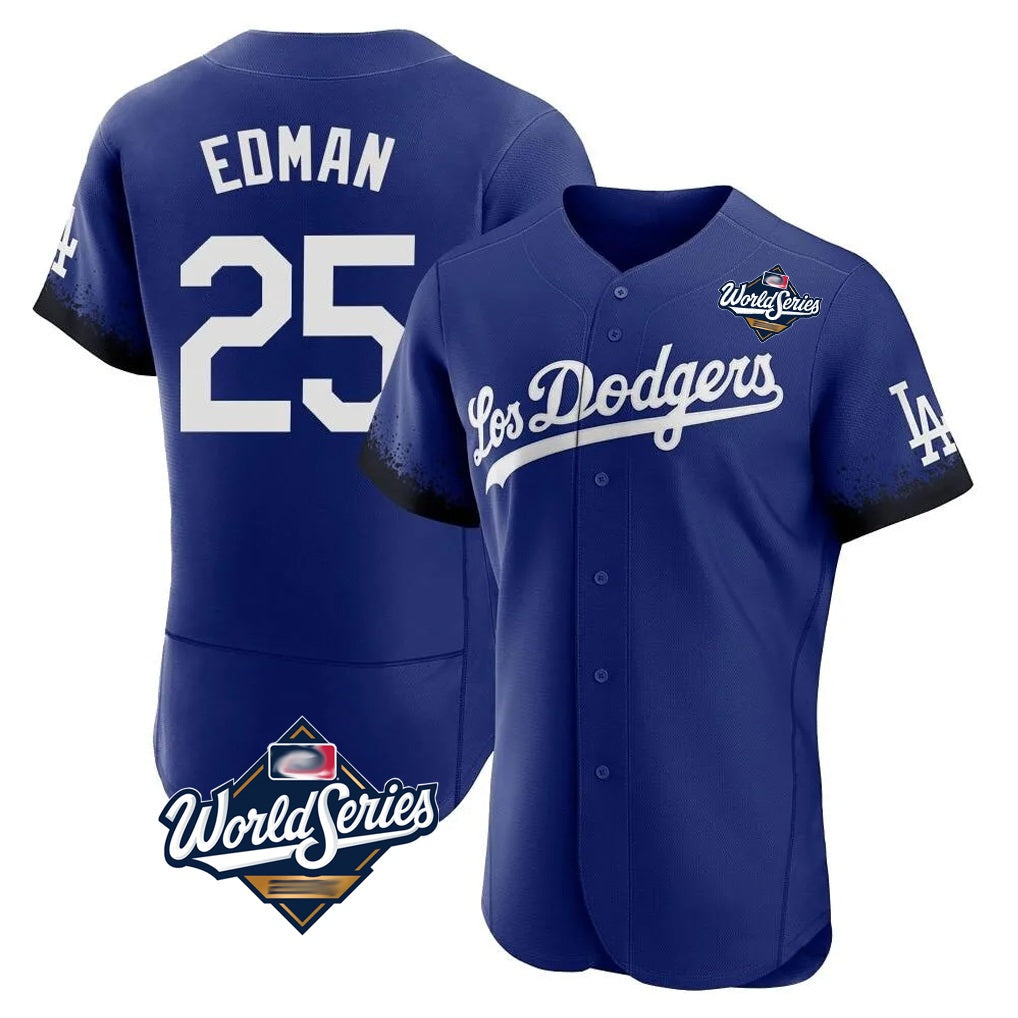 Los Angeles Dodgers #25 Tommy Edman Player Royal REYNOLDS World Series City Connect Elite Home Stitched Jerseys