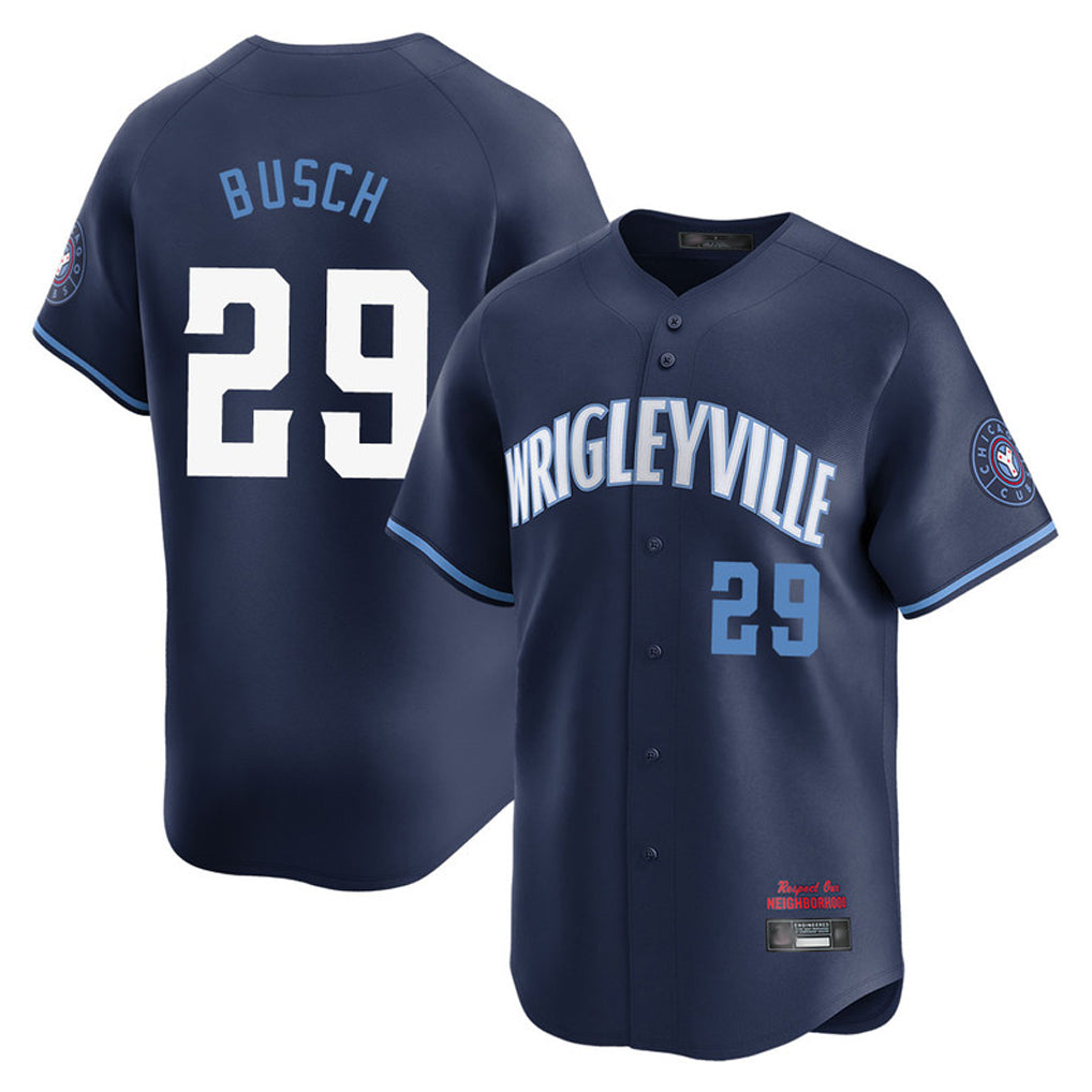 Chicago Cubs #29 Michael Busch Player Navy REYNOLDS City Connect Limited Home Stitched Jerseys