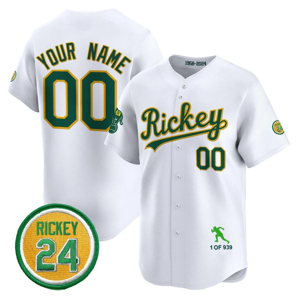 Custom Oakland Athletics White REYNOLDS Rickey Tribute style Vapor Premier Limited Jersey - All Stitched