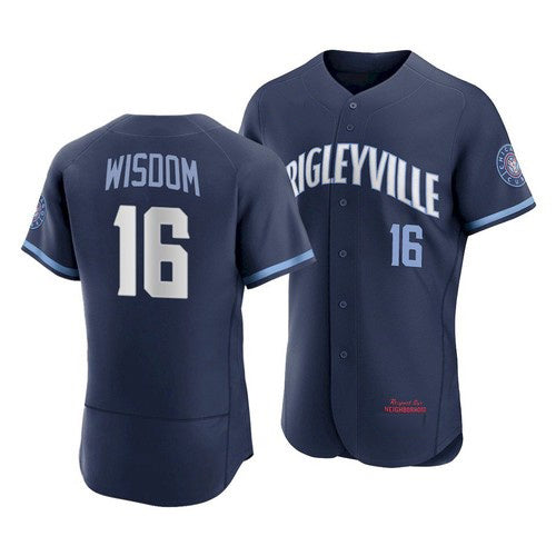 Chicago Cubs #16 Patrick Wisdom 2021 Navy REYNOLDS City Connect Stitched Jersey