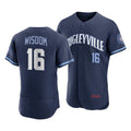 Chicago Cubs #16 Patrick Wisdom 2021 Navy REYNOLDS City Connect Stitched Jersey