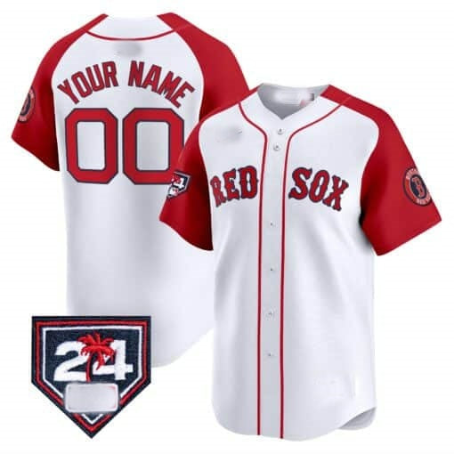 Custom Boston Red Sox 2024 Spring Training Patch Vapor Premier Limited Jersey ¨C  White Red REYNOLDS