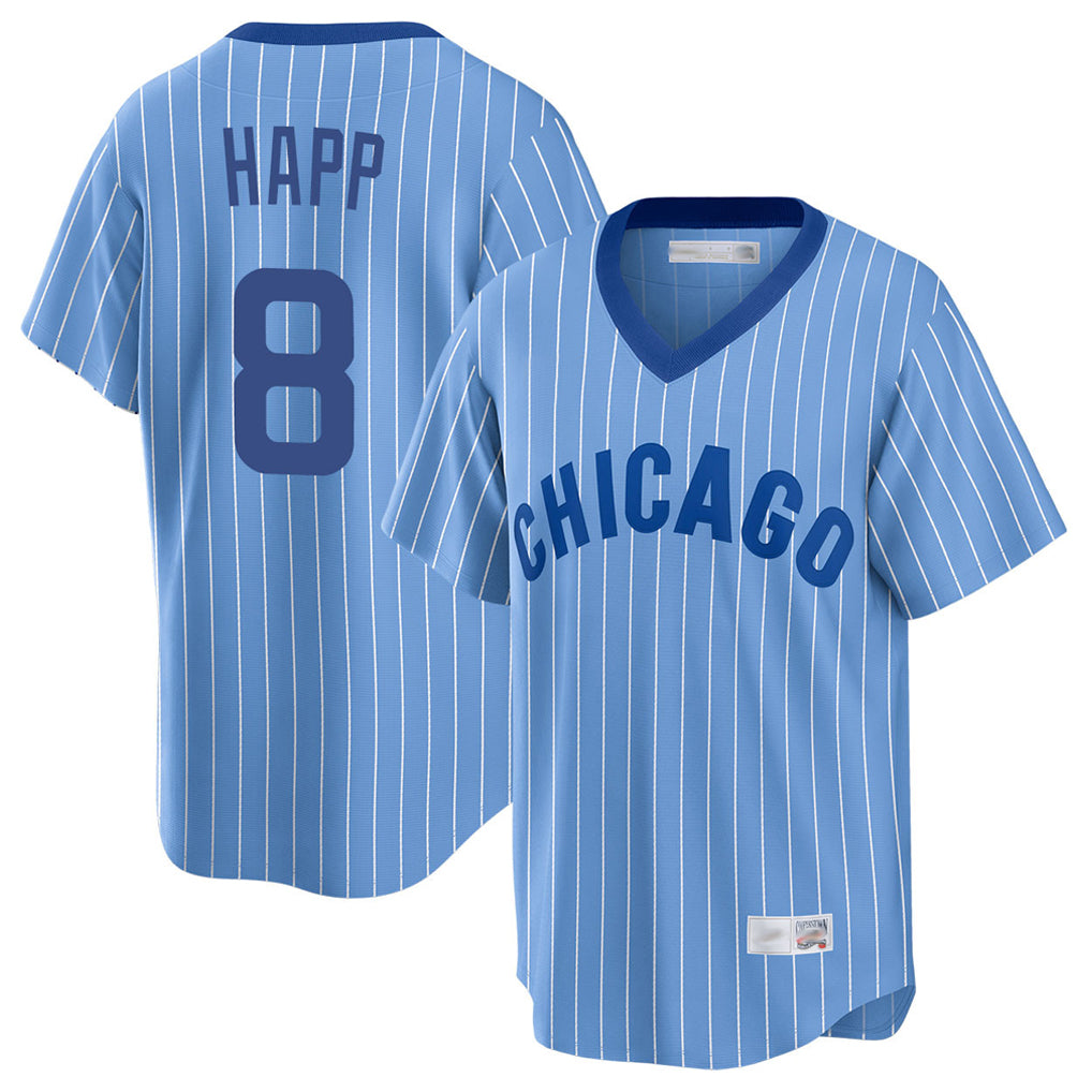 Chicago Cubs #8 Ian Happ Player Blue REYNOLDS T-shirt Cooperstown Collection Limited Stitched Jerseys