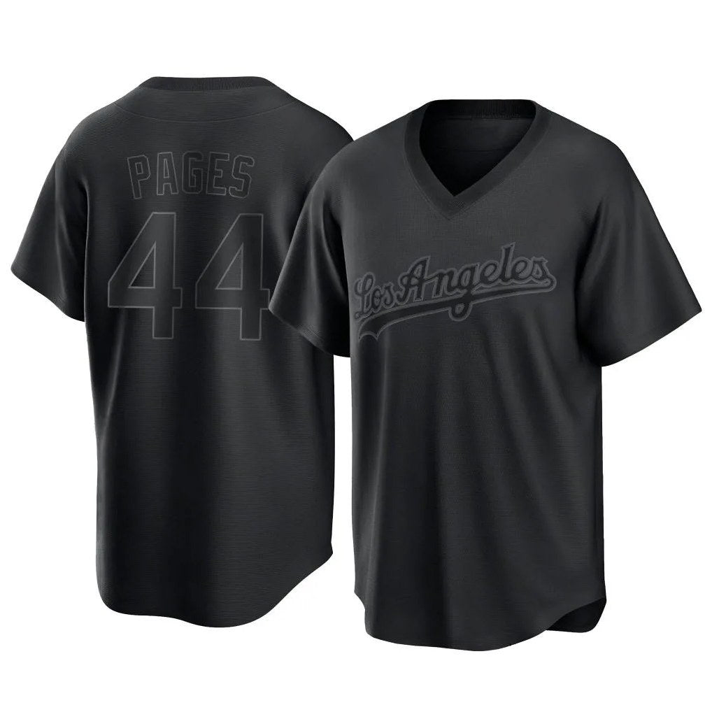 Los Angeles Dodgers #44 Andy Pages Player Black REYNOLDS Pitch Fashion T-shirt Stitched Jerseys
