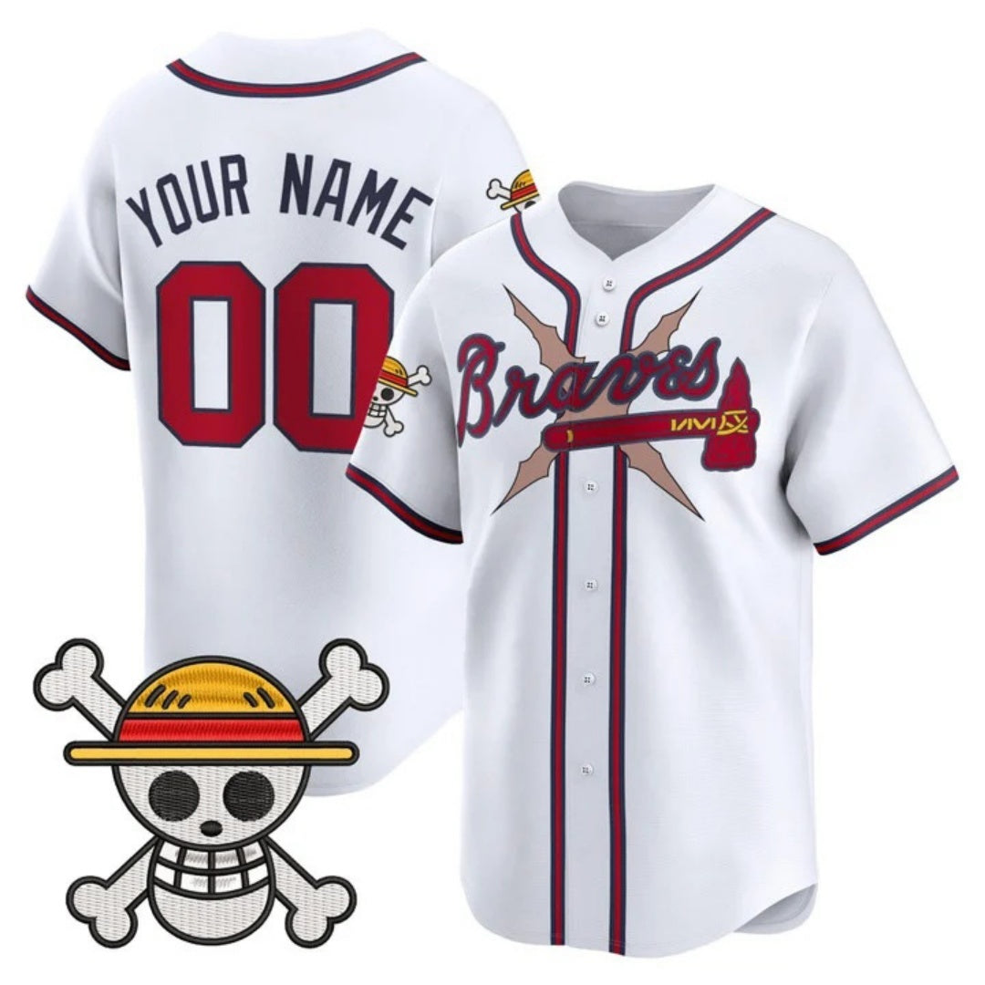 Custom Atlanta Braves x One Piece White REYNOLDS Vapor Premier Limited Jersey - Stitched