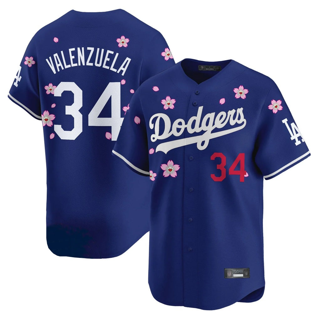 Los Angeles Dodgers #34 Fernando Valenzuela Player Royal REYNOLDS Tokyo Series Vapor Premier Limited Stitched Jerseys