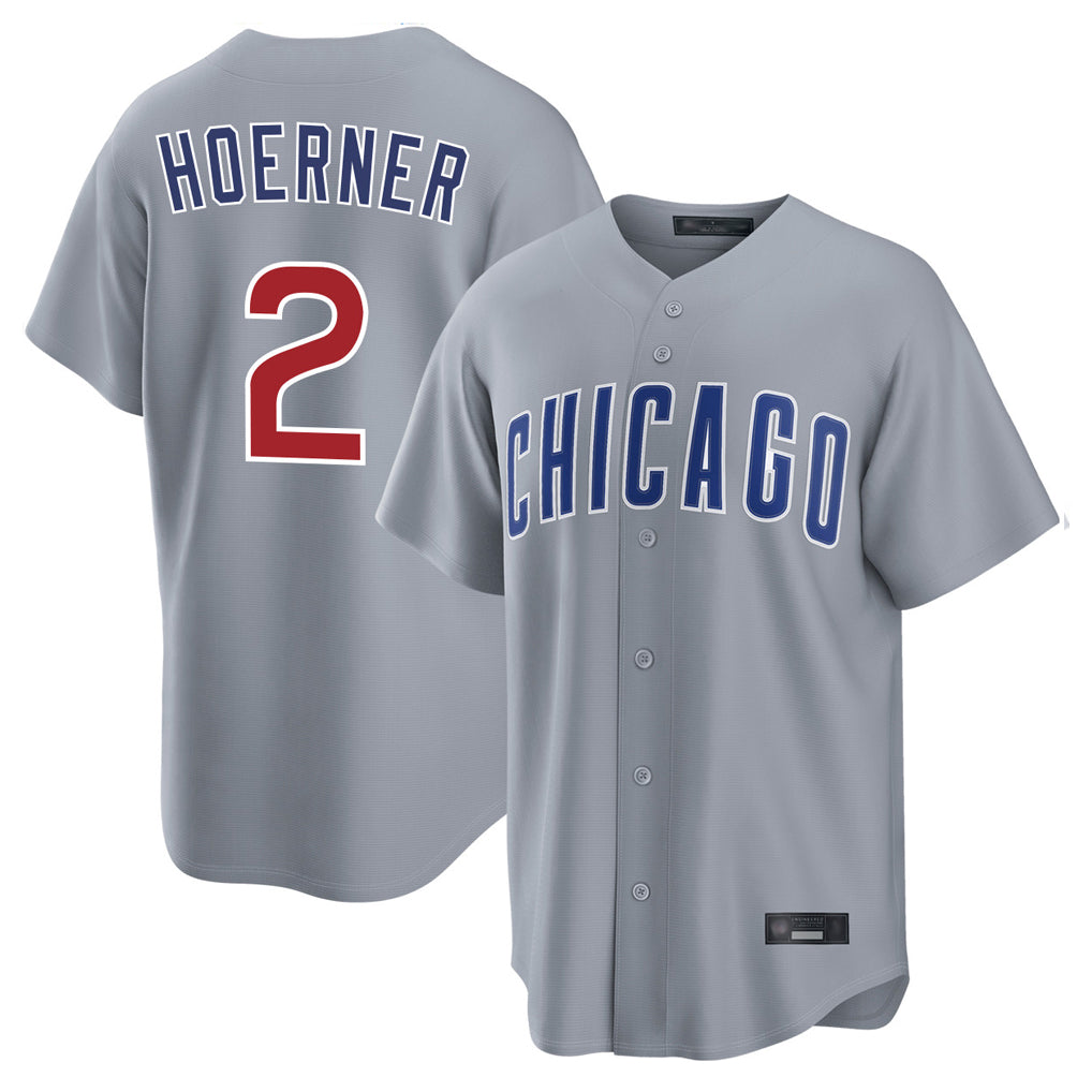 Chicago Cubs #2 Nico Hoerner Player Gray REYNOLDS Home Game Stitched Jerseys