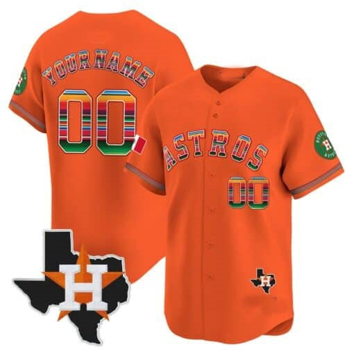 Custom Houston Astros Mexico Texas Patch Vapor Premier Limited Jersey ¨C Orange REYNOLDS