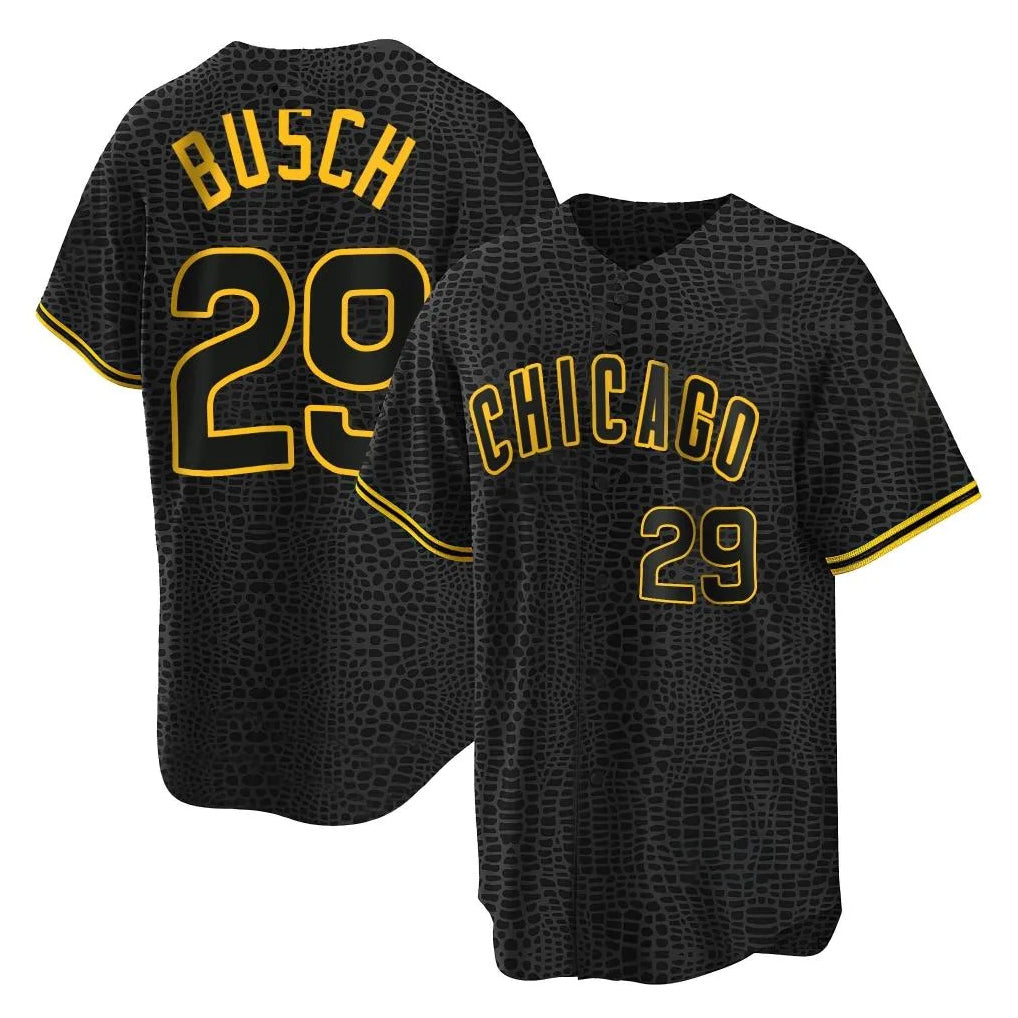 Chicago Cubs #29 Michael Busch Player Black REYNOLDS Snake Skin City Game Stitched Jerseys