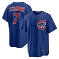 Chicago Cubs #7 Dansby Swanson Player Royal REYNOLDS Home Game Stitched Jerseys