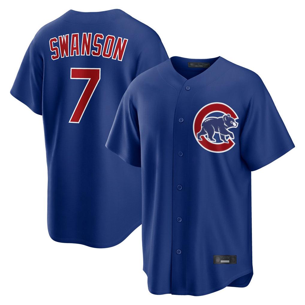 Chicago Cubs #7 Dansby Swanson Player Royal REYNOLDS Home Game Stitched Jerseys