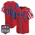 Custom New York Mets America 250 Edition Vapor Premier Limited Red REYNOLDS Stitched Jerseys