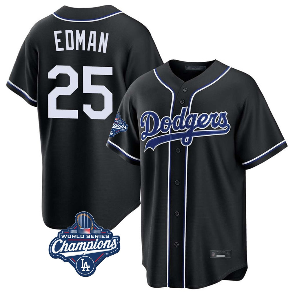 Los Angeles Dodgers #25 Tommy Edman Player Black REYNOLDS World Series Meet Carbon Limited Home Stitched Jerseys