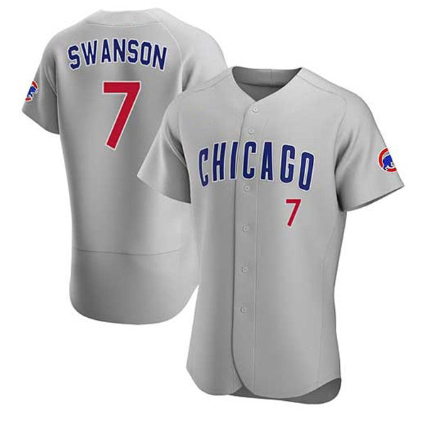 Chicago Cubs #7 Dansby Swanson Gray REYNOLDS Flex Base Stitched Jersey