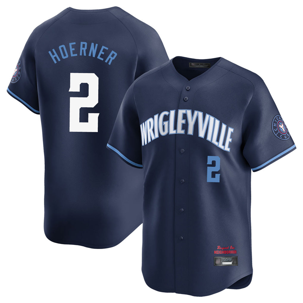 Chicago Cubs #2 Nico Hoerner Player Navy REYNOLDS City Connect Limited Home Stitched Jerseys