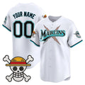 Custom Miami Marlins x One Piece White REYNOLDS Vapor Premier Limited Jersey - Stitched