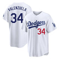 Los Angeles Dodgers #34 Fernando Valenzuela Player White REYNOLDS Home Game Stitched Jerseys