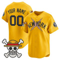 Custom New York Yankees x One Piece Gold REYNOLDS Vapor Premier Limited Jersey - Stitched