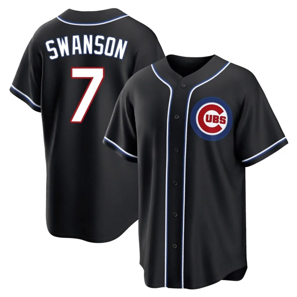 Chicago Cubs #7 Dansby Swanson Player Black REYNOLDS Fashion Out Game Stitched Jerseys