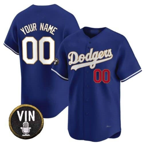 Custom Los Angeles Dodgers Vin Scully Patch Gold Trim Vapor Premier Limited Jersey ¨C Royal REYNOLDS