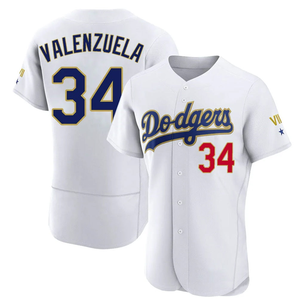 Los Angeles Dodgers #34 Fernando Valenzuela Player Gold White REYNOLDS 2026 Collection Stadium Limited Elite Stitched Jerseys