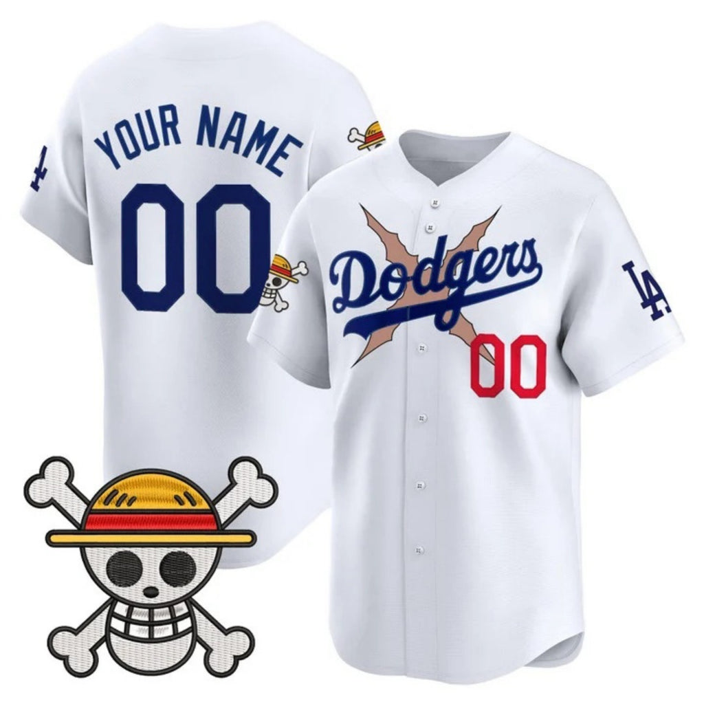 Custom Los Angeles Dodgers x One Piece White REYNOLDS Vapor Premier Limited Jersey - Stitched